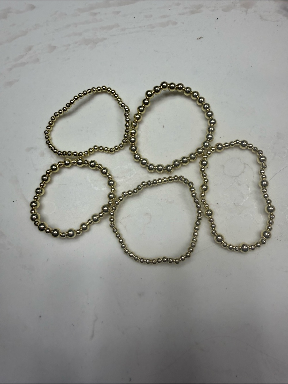 Gold Beaded Stretch Bracelet Set - Women's Jewelry